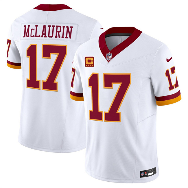 Personalized Men’s Washington Commanders #17 Terry McLaurin White 2025 F.U.S.E. With 4-star C Patch Throwback Limited Stitched Football Jersey