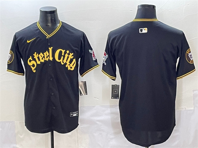 Personalized Men’s Pittsburgh Pirates Blank Black 412 Patch Premier Limited Stitched Baseball Jersey