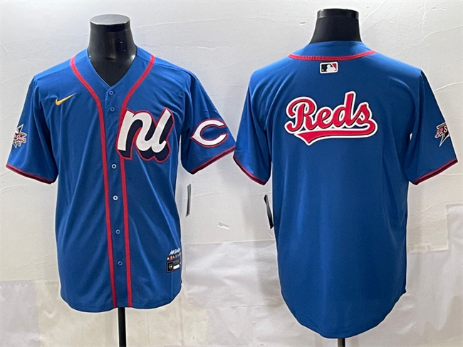 Personalized Men’s National League Cincinnati Reds Team Big Logo Blue 2025 All-Star Edition Limited Stitched Baseball Jersey