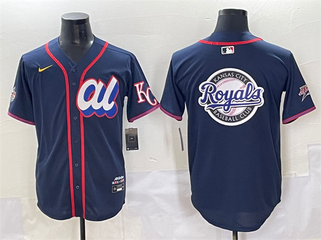 Personalized Men’s American League Kansas City Royals Team Big Logo Navy 2025 All-Star Edition Limited Stitched Baseball Jersey