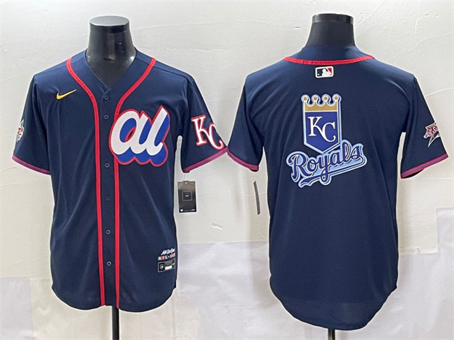 Personalized Men’s American League Kansas City Royals Team Big Logo Navy 2025 All-Star Edition Limited Stitched Baseball Jerseys