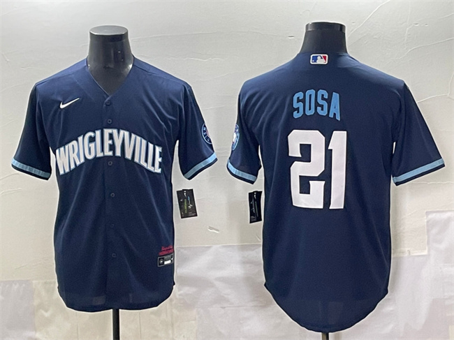Personalized Men’s Chicago Cubs #21 Sammy Sosa Navy City Connect Stitched Baseball Jersey