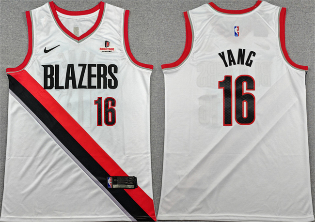 Personalized Men’s Portland Trail Blazers #16 Yang Hansen White Association Edition Stitched Basketball Jersey