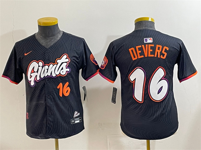 Personalized Youth San Francisco Giants #16 Rafael Devers Anthracite 2025 City Connect Limited Stitched Baseball Jersey