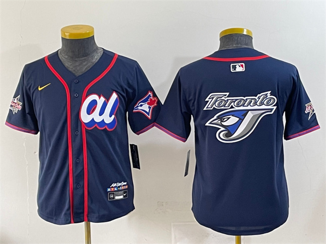 Personalized Youth American League Toronto Blue Jays Team Big Logo Navy 2025 All-Star Edition Limited Stitched Baseball Jersey