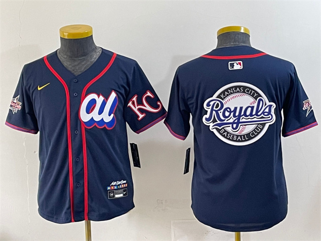 Personalized Youth American League Kansas City Royals Team Big Logo Navy 2025 All-Star Edition Limited Stitched Baseball Jersey