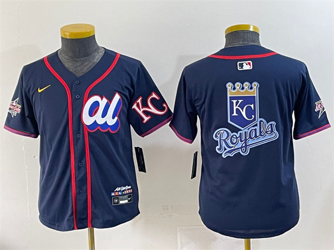 Personalized Youth American League Kansas City Royals Team Big Logo Navy 2025 All-Star Edition Limited Stitched Baseball Jersey