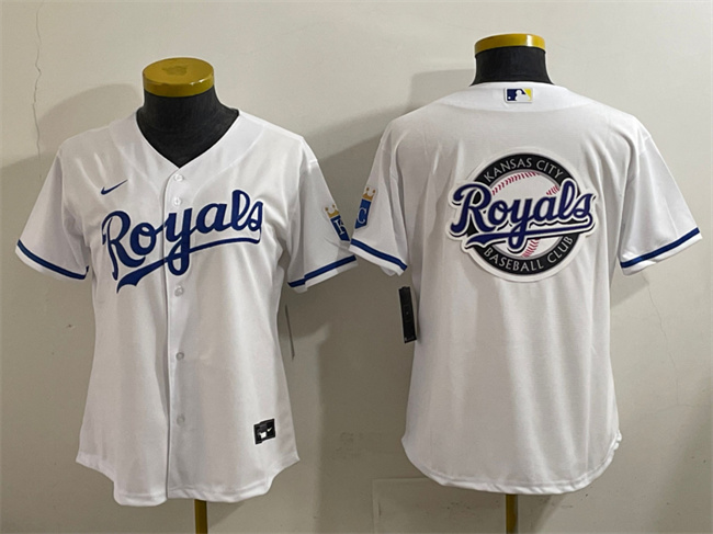 Personalized Women’s Kansas City Royals Team Big Logo White Cool Base Stitched Jersey(Run Small)