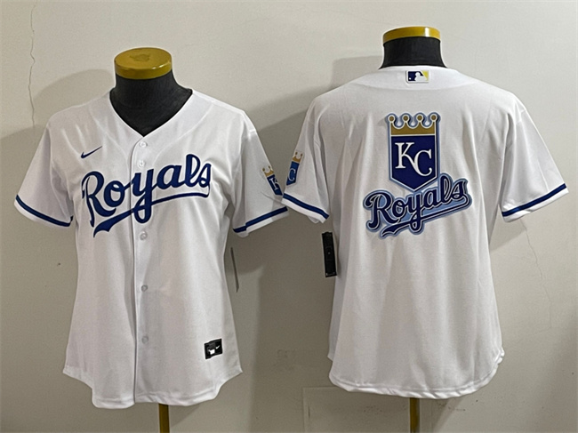 Personalized Women’s Kansas City Royals Team Big Logo White Cool Base Stitched Jersey(Run Small)