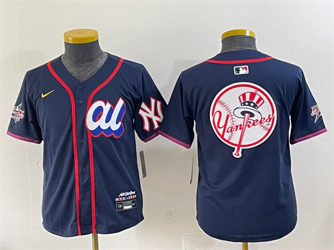 Personalized Women’s American League New York Yankees Team Big Logo Navy 2025 All-Star Edition Limited Stitched Baseball Jersey(Run Small)