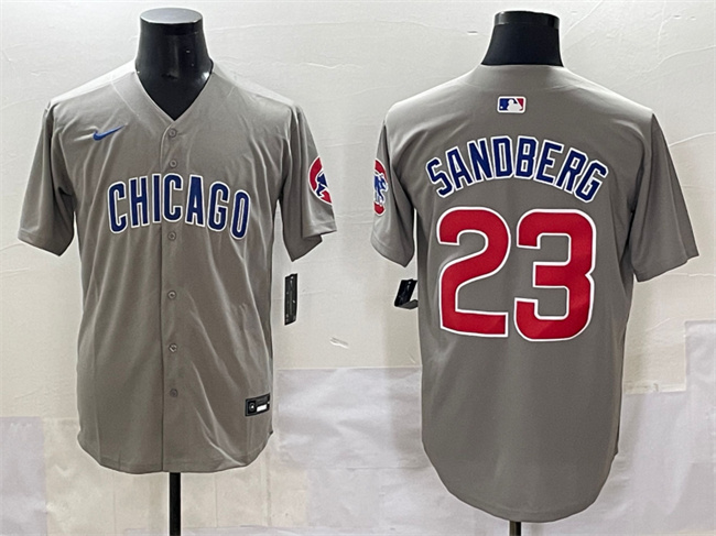 Personalized Men’s Chicago Cubs #23 Ryne Sandberg Grey Limited Stitched Baseball Jersey