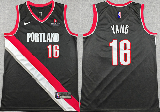 Personalized Men’s Portland Trail Blazers #16 Yang Hansen Black Icon Edition Stitched Basketball Jersey