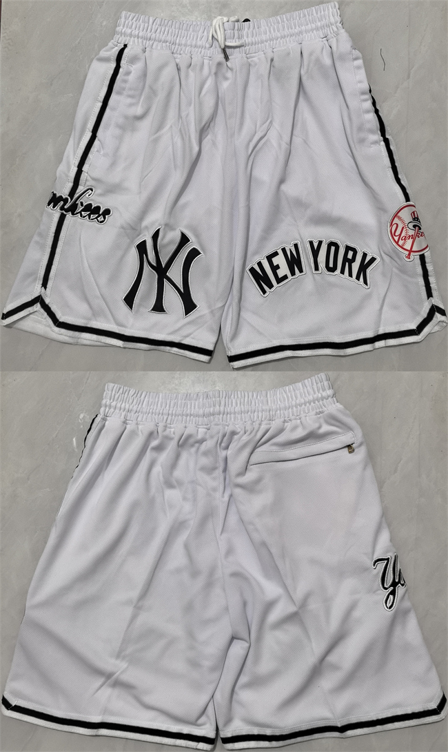 Personalized Men’s New Yok Yankees White Shorts (Run Small)