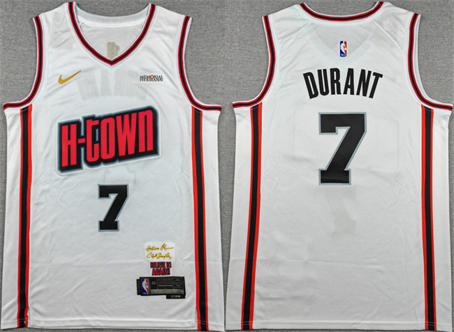 Personalized Men’s Houston Rockets #7 Kevin Durant White 2024 25 City Edition Stitched Jersey