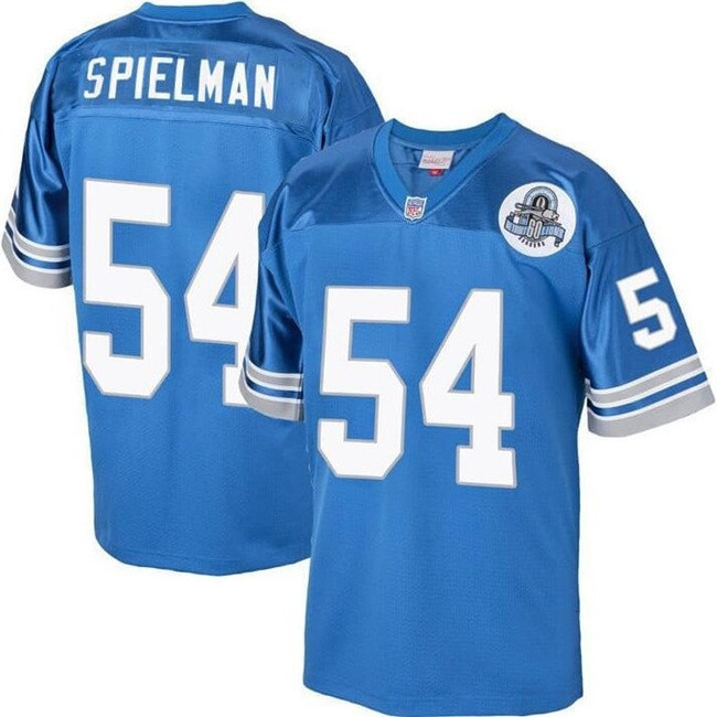 Personalized Men’s Detroit Lions #54 Chris Spielman Blue 1993 Throwback Stitched Jersey