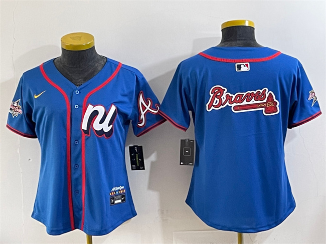 Personalized Youth National League Atlanta Braves Team Big Logo Blue 2025 All-Star Edition Limited Stitched Baseball Jersey