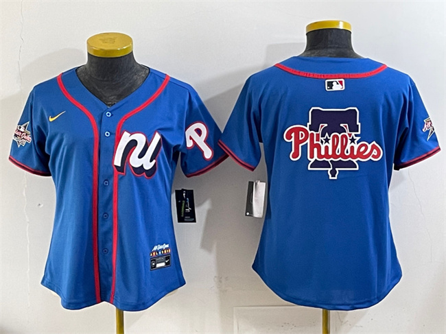 Personalized Youth National League Philadelphia Phillies Team Big Logo Blue 2025 All-Star Edition Limited Stitched Baseball Jersey