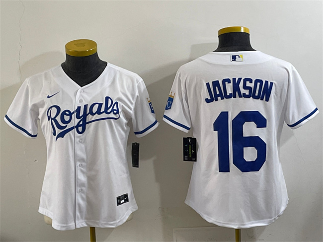 Personalized Youth Kansas City Royals #16 Bo Jackson White Cool Base Stitched Baseball Jersey