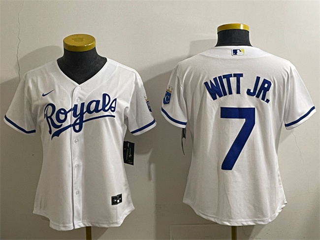 Personalized Youth Kansas City Royals #7 Bobby Witt Jr. White Cool Base Stitched Baseball Jersey