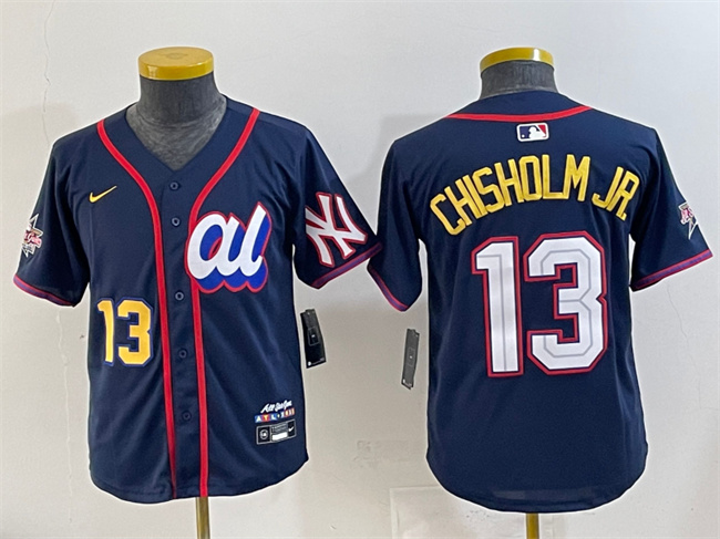 Personalized Youth American League #13 Jazz Chisholm Jr. Navy 2025 All-Star Edition Limited Stitched Baseball Jersey