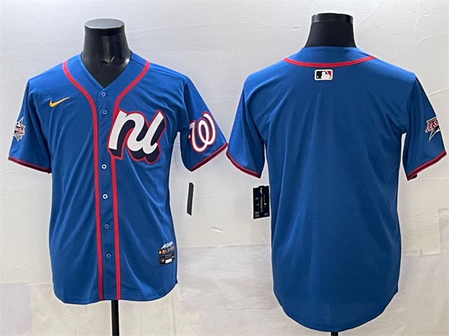 Personalized Men’s National League Washington Nationals Blank Blue 2025 All-Star Edition Limited Stitched Baseball Jersey