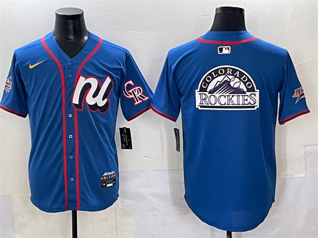 Personalized Men’s National League Colorado Rockies Team Big Logo Blue 2025 All-Star Edition Limited Stitched Baseball Jersey