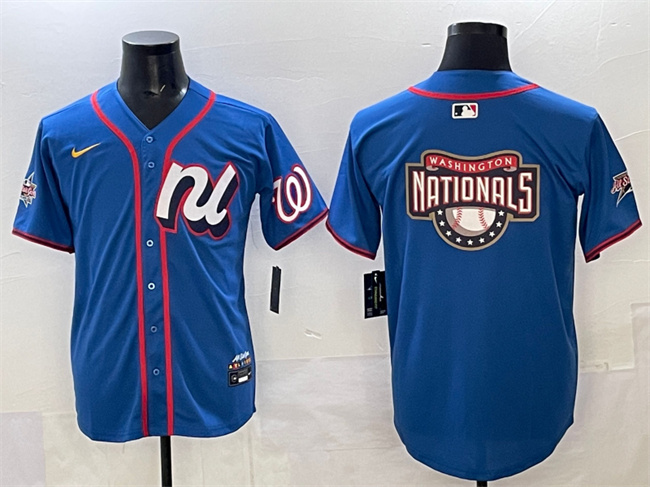 Personalized Men’s National League Washington Nationals Team Big Logo Blue 2025 All-Star Edition Limited Stitched Baseball Jersey