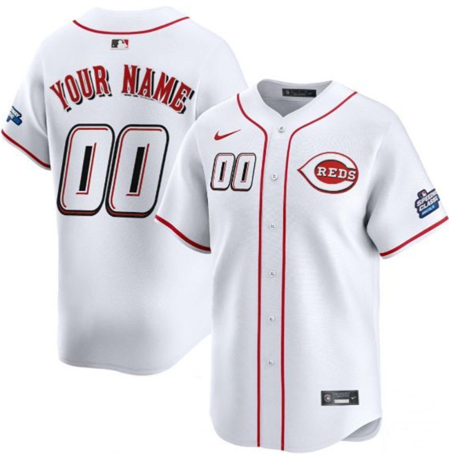 Personalized Men’s Cincinnati Reds Active Player White 2025 Speedway Classic Home Limited Stitched Baseball Jersey