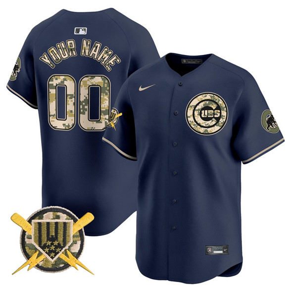 Personalized Men’s Chicago Cubs Active Player Navy Armed Forces Day Limited Stitched Baseball Jersey