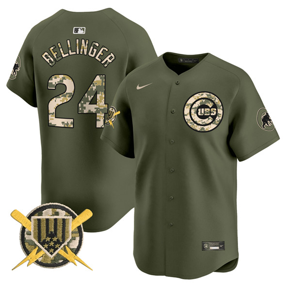 Personalized Men’s Chicago Cubs #24 Cody Bellinger Green Armed Forces Day Limited Stitched Baseball Jersey