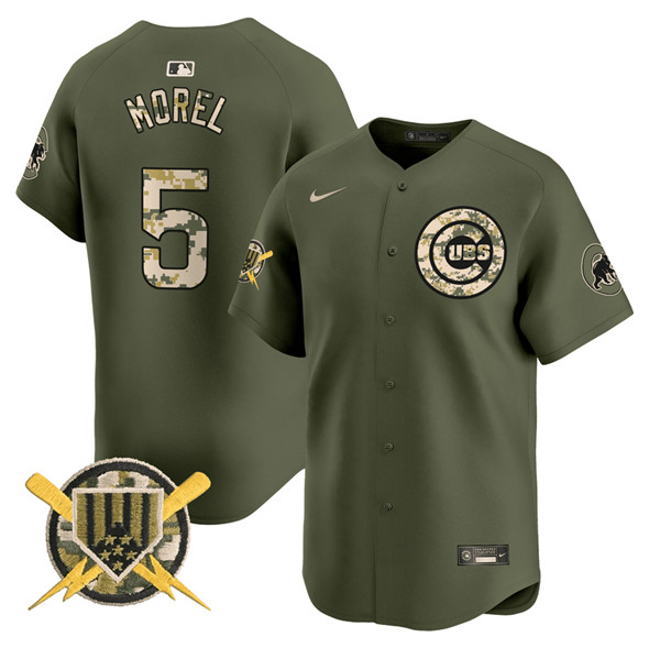Personalized Men’s Chicago Cubs #5 Christopher Morel Green Armed Forces Day Limited Stitched Baseball Jersey