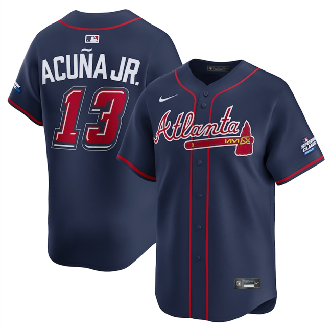 Personalized Men’s Atlanta Braves #13 Ronald Acuna Jr. Navy 2025 Speedway Classic Alternate Limited Stitched Baseball Jersey