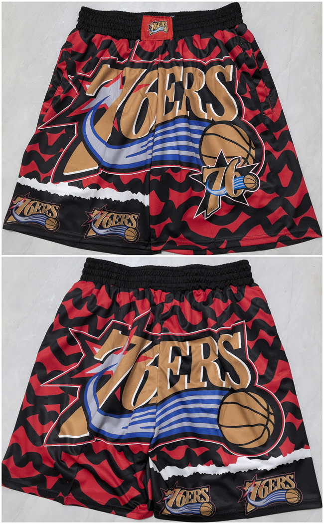 Personalized Men’s Philadelphia 76ers Black Red Shorts (Run Small)