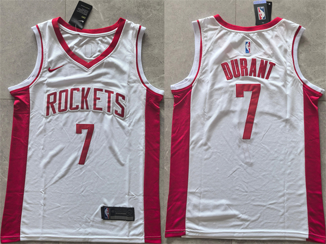 Personalized Men’s Houston Rockets #7 Kevin Durant White 2025 Association Edition Stitched Jersey