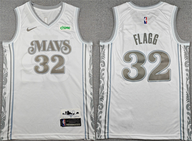 Personalized Men’s Dallas Mavericks #32 Cooper Flagg White 2025 City Edition Stitched Basketball Jersey