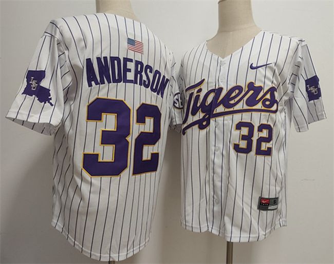 Personalized Men’s LSU Tigers #32 Kade Anderson White 2025 Stitched Baseball Jersey