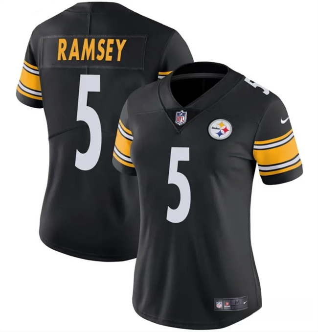 Personalized Women’s Pittsburgh Steelers #5 Jalen Ramsey Black 2025 Untouchable Limited Stitched Football Jersey(Run Small)