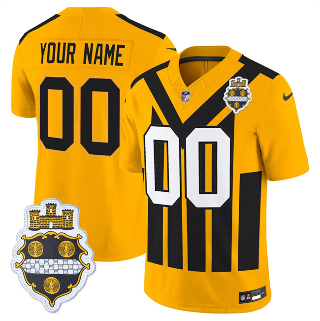 Personalized Men’s Pittsburgh Steelers Active Player Gold 1933 F.U.S.E. Throwback Alternate Football Stitched Football