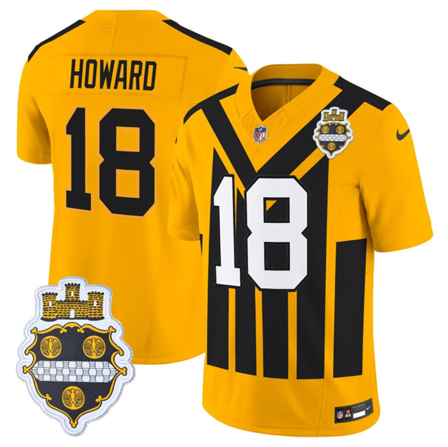 Personalized Men’s Pittsburgh Steelers #18 Will Howard Gold 1933 F.U.S.E. Throwback Alternate Football Stitched Football Jersey