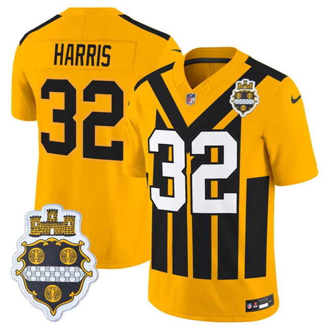 Personalized Men’s Pittsburgh Steelers #32 Franco Harris Gold 1933 F.U.S.E. Throwback Alternate Football Stitched Football Jersey