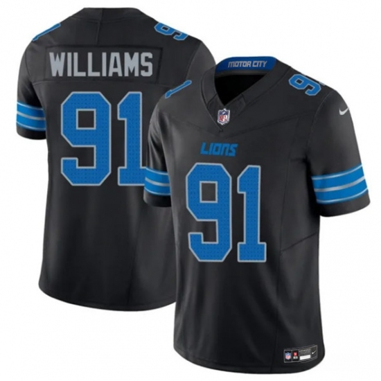 Personalized Men’s Detroit Lions #91 Tyleik Williams Black 2025 Draft F.U.S.E. Limited Football Stitched Jersey