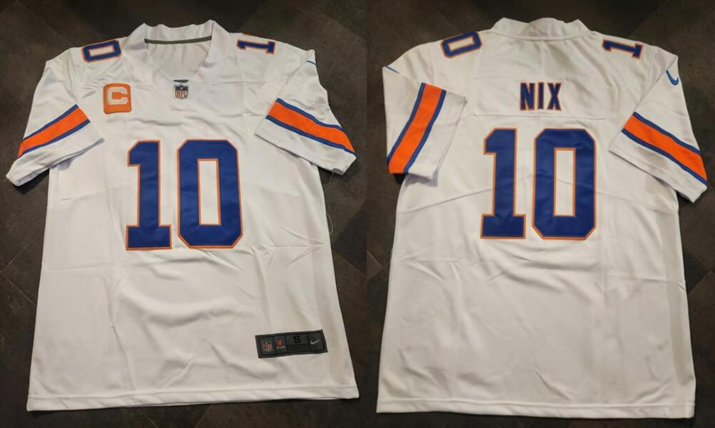 Personalized Men’s Denver Broncos #10 Bo Nix White With 1-star C Patch Stitched Football Jersey