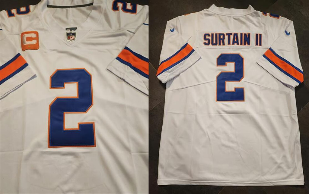 Personalized Men’s Denver Broncos #2 Pat Surtain II White With 1-star C Patch Stitched Football Jersey