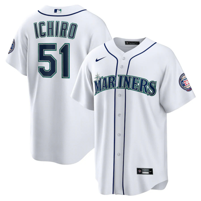 Personalized Men’s Seattle Mariners #51 Ichiro Suzuki White Cool Base Stitched Baseball Jersey
