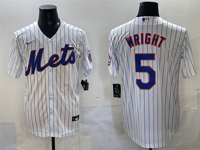 Personalized Men’s New York Mets #5 David Wright White Stitched Baseball Jersey
