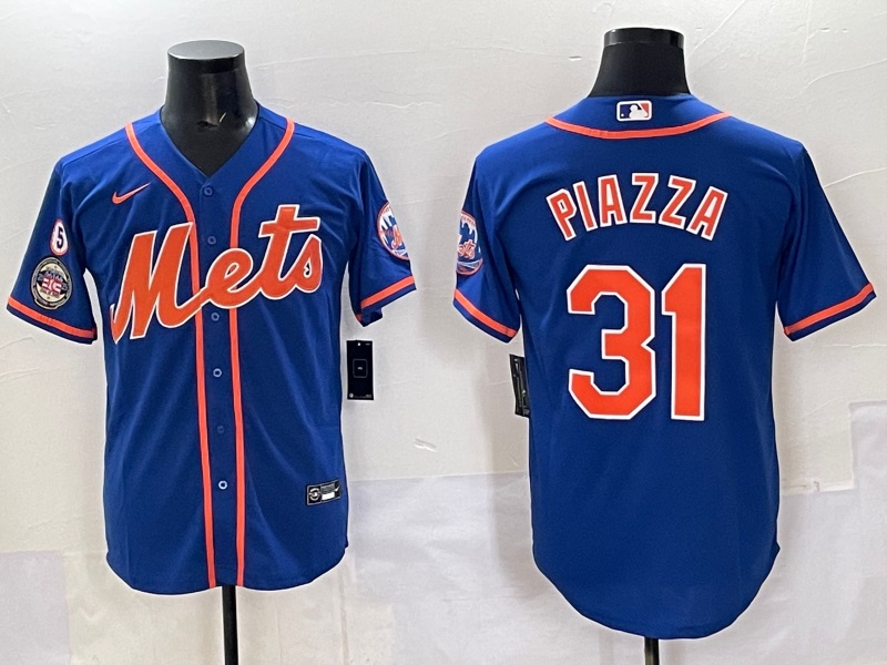 Personalized Men’s New York Mets #31 Mike Piazza Blue With Patch Cool Base Stitched Baseball Jersey