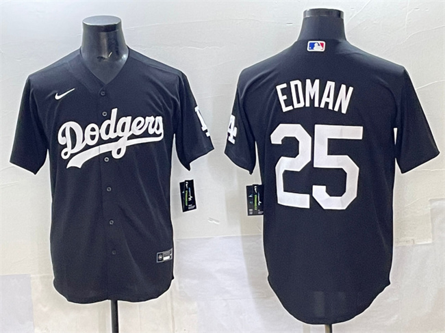 Personalized Men’s Los Angeles Dodgers #25 Tommy Edman Black Stitched Baseball Jersey