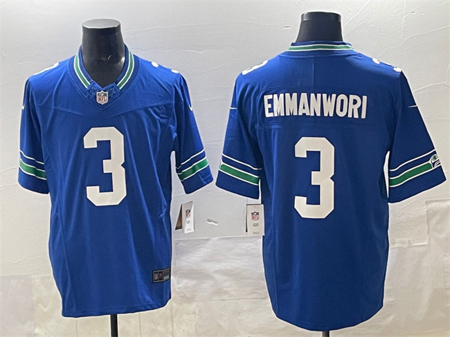 Personalized Men’s Seattle Seahawks #3 Nick Emmanwori Royal 2024 F.U.S.E Throwback Limited Stitched Football Jersey