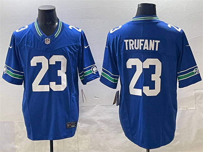 Personalized Men’s Seattle Seahawks #23 Marcus Trufant Royal 2024 F.U.S.E Throwback Limited Stitched Football Jersey