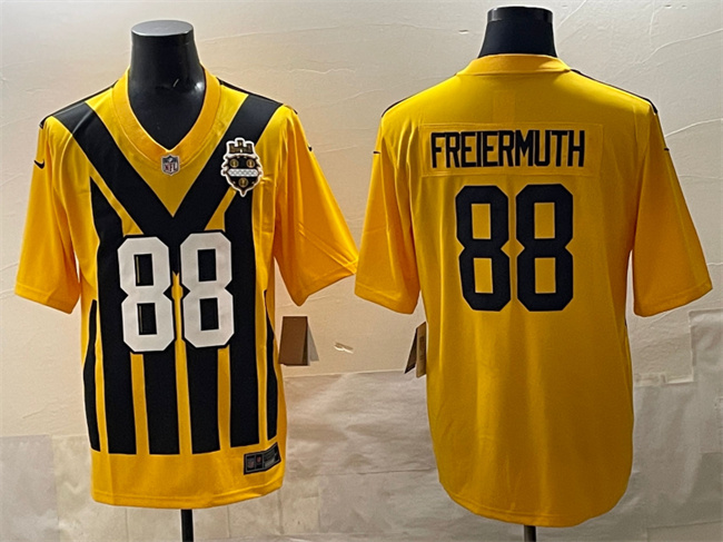 Personalized Men’s Pittsburgh Steelers #88 Pat Freiermuth Gold 1933 Throwback Alternate Stitched Football Jersey